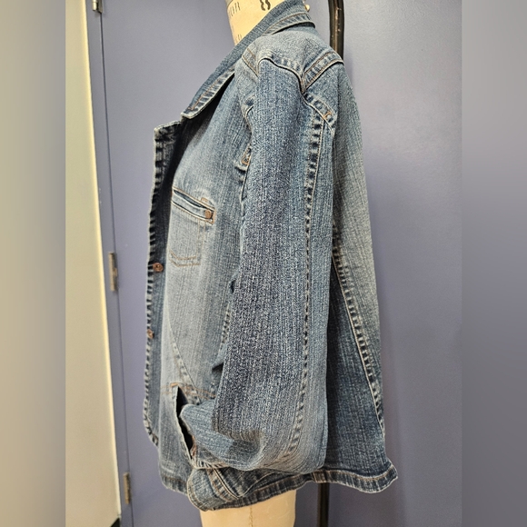 Like New 1X l.a. blues Stylish Jean Jacket, 3 Pockets, Fun Stitching Accents - Picture 12 of 14